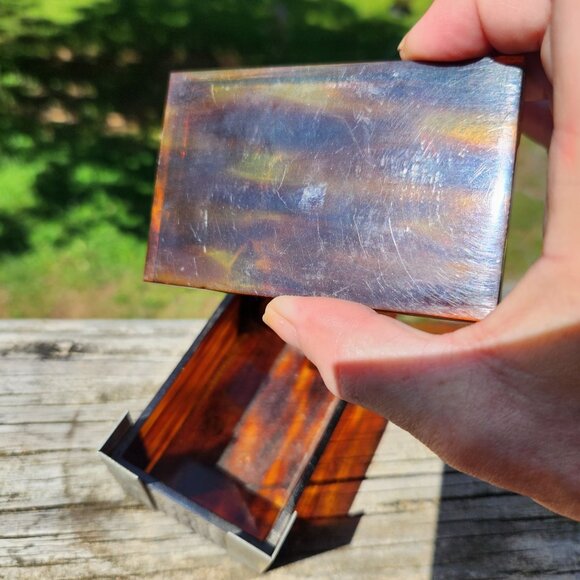 Vintage MCM Italian Faux Tortious Shell Acrilic, Lucite and Metal Box MCM, Glam - Picture 12 of 15